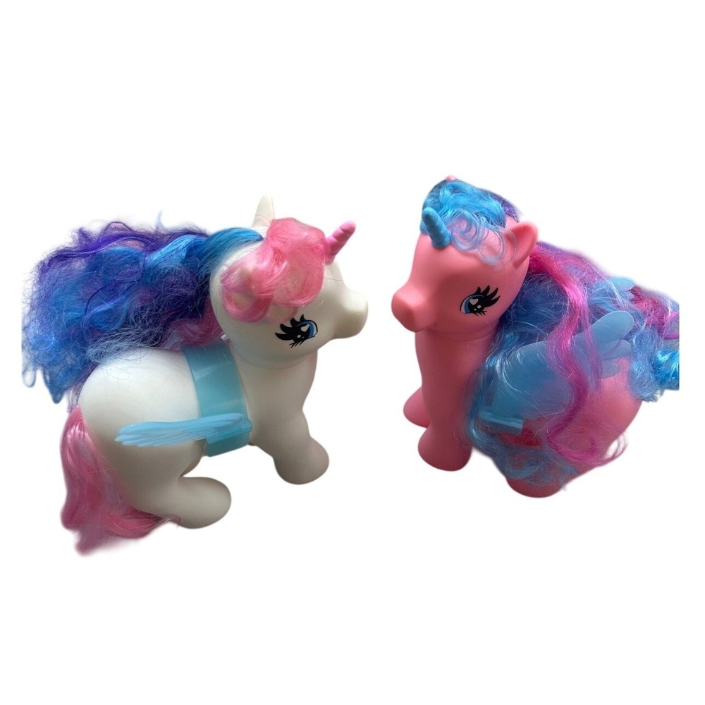 My Little Pony Lot of 2 Unicorns Pink White Blue Purple Hair Wings Funko Style